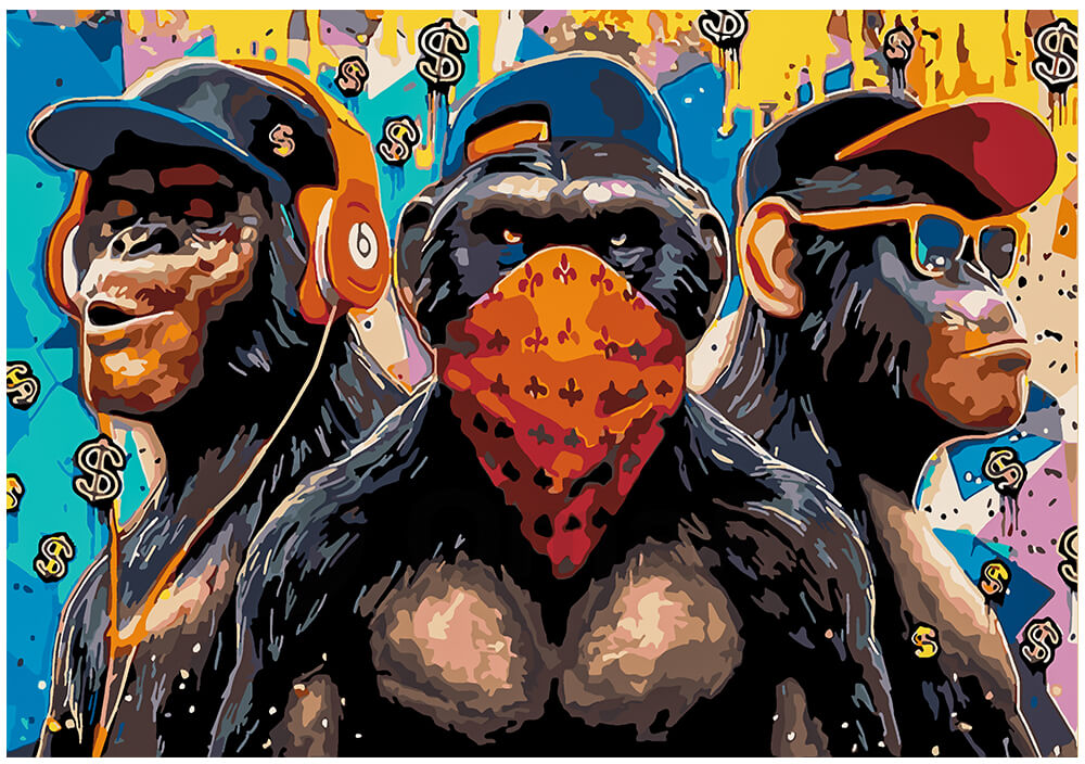 Trijų Gangsterių Beždžionių Tapybos Pagal Numerius Rinkinys