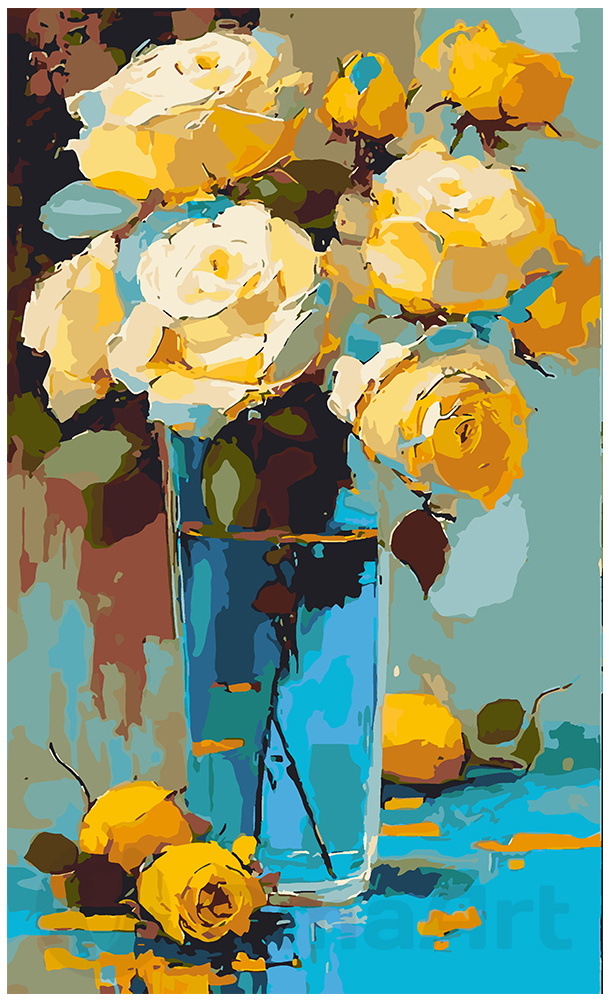 Желтые розы с любовью 30x50