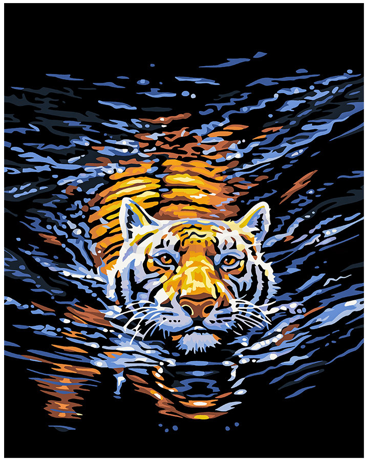 Плывущий Тигр 50x65