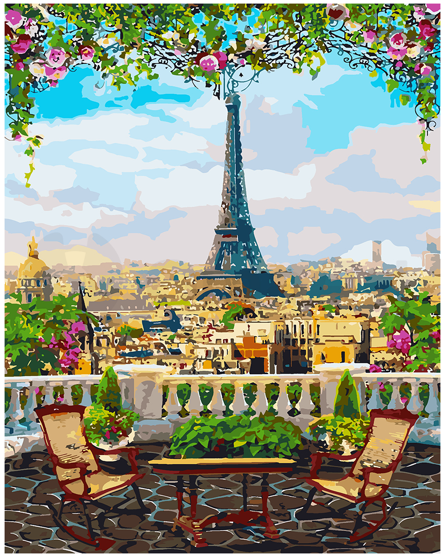 Balkonas su vaizdu į Paryžių