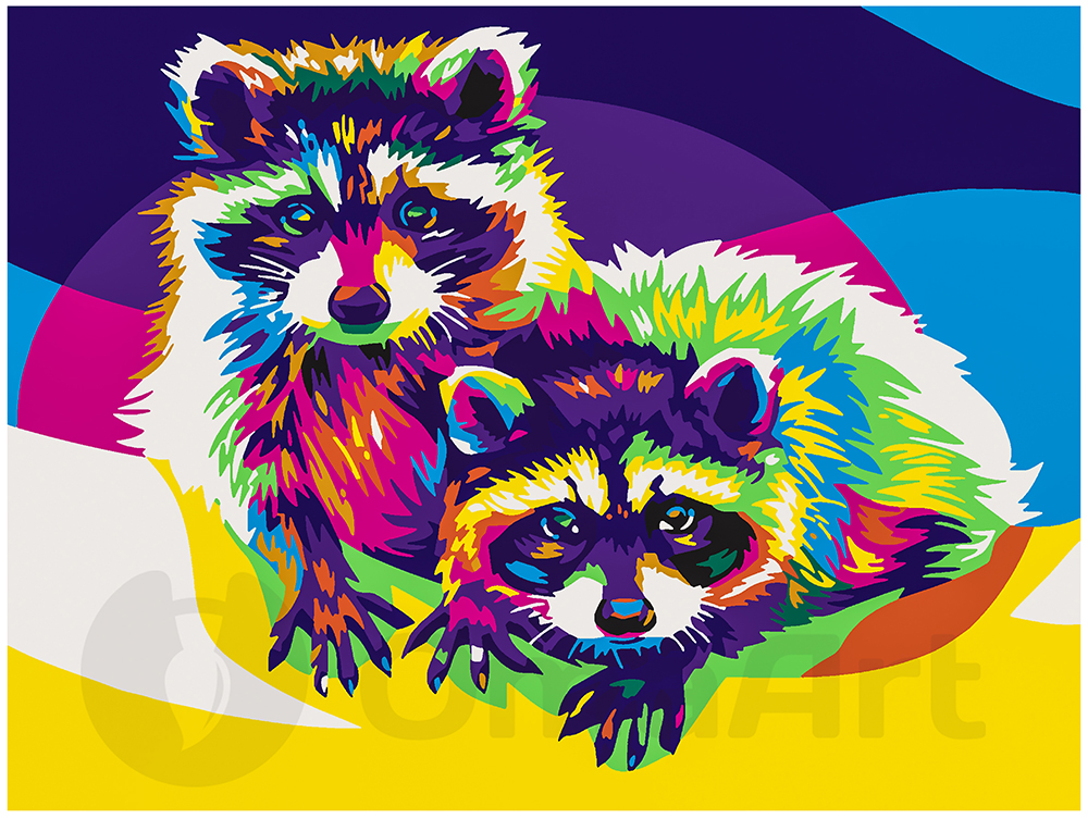 Colorful Raccoons