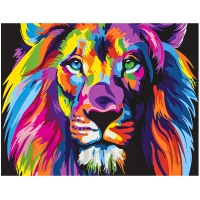 Värikäs leijona 30x40