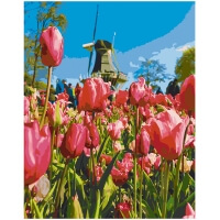 Картина по номерам: Тюльпаны у мельницы