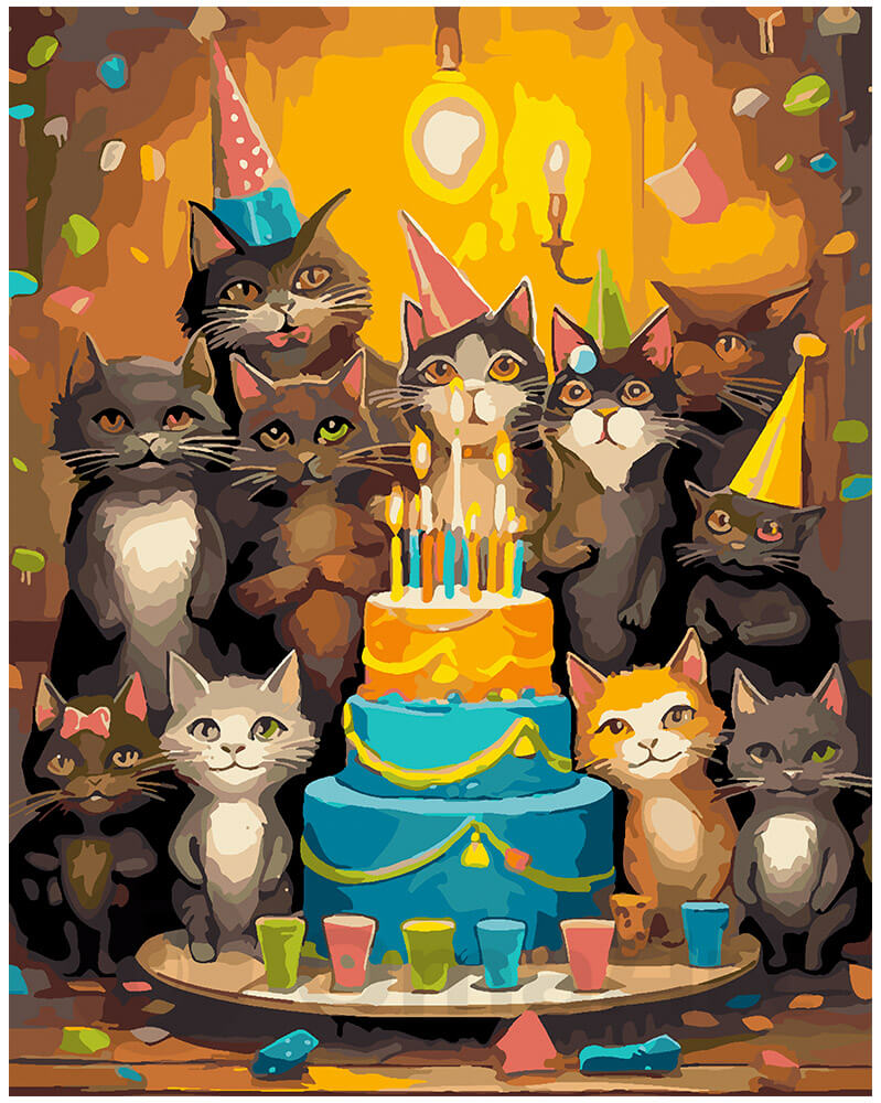 Paint by Numbers: Cats' Birthday Bash