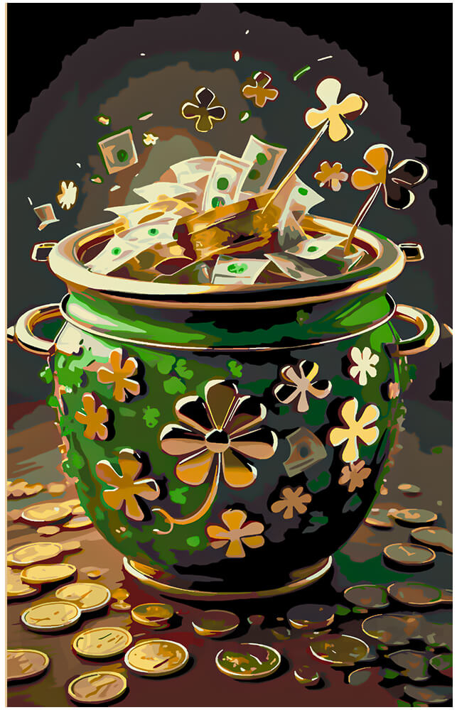 Prosperity Pot: Green & Gold Paint-by-Numbers Kit