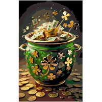 Prosperity Pot: Green & Gold Paint-by-Numbers Kit