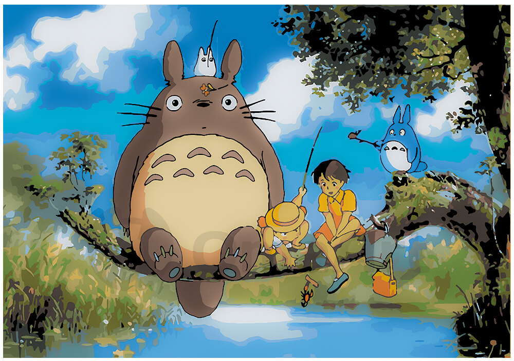 Totoro ir Draugų Žvejybos Nuotykis: Ramybės Tapyba Pagal Numerius