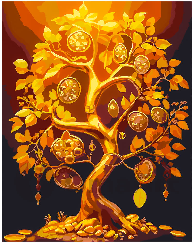 Благосостояние в Цвету: Денежное Дерево Набор для Раскраски по Номерам