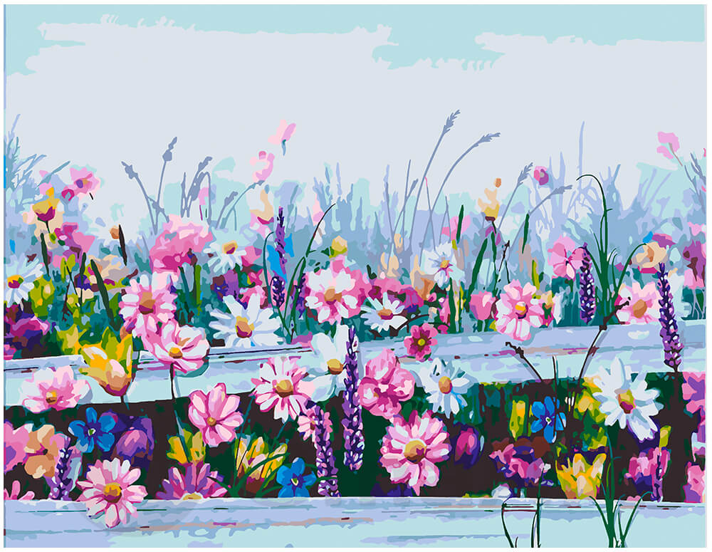 Blossom Horizon: Flower Field Paint-by-Numbers Kit
