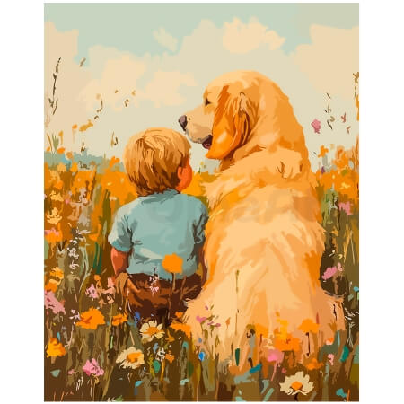 Poika ja labradorinnoutaja