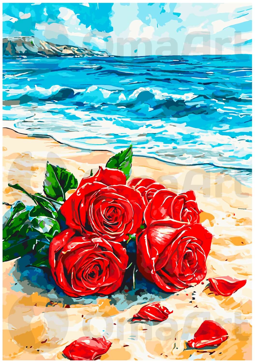 Sarkanās rozes jūras krastā