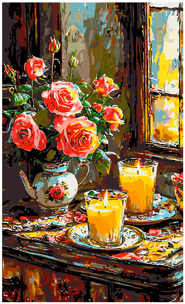 Roses by candlelight