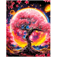 Rožinis medis po mėnuliu