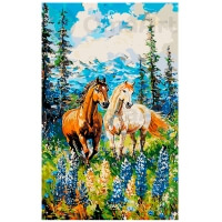 Arkliai Alpių pievoje