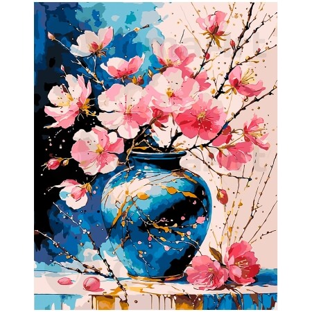 Sakuros mėlyname porceliane