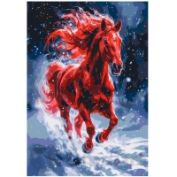 Tulinen ratsu lumessa