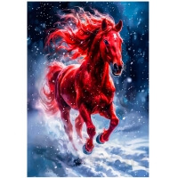 Tulinen ratsu lumessa