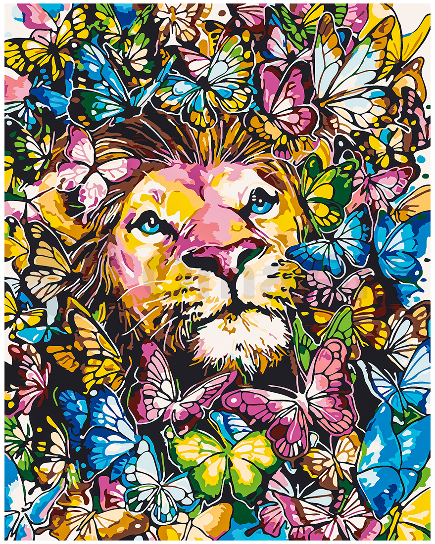 Lion and butterflies