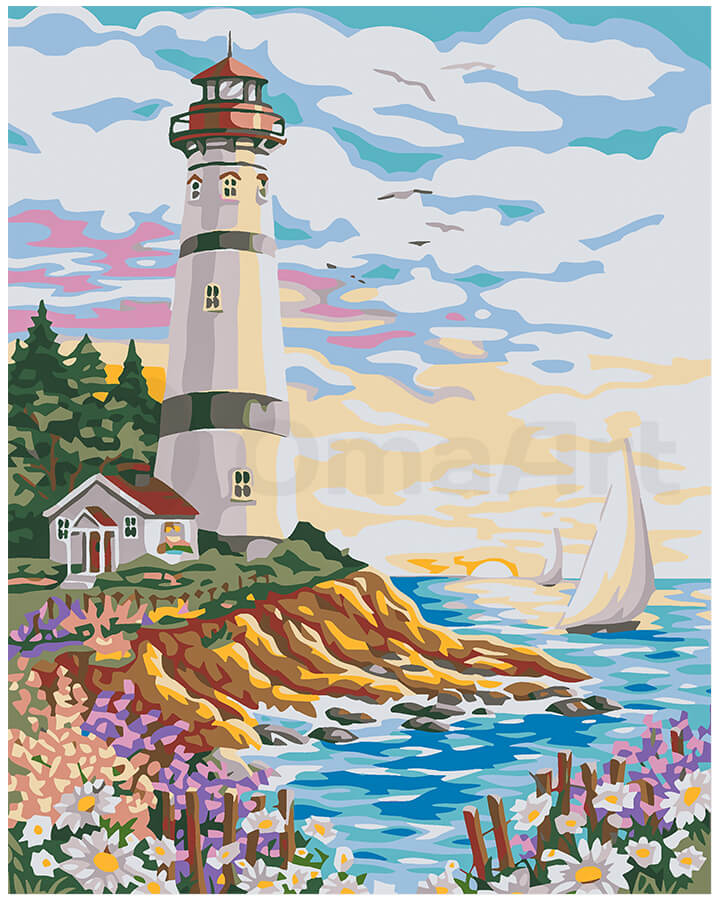 Lighthouse on the sea shore