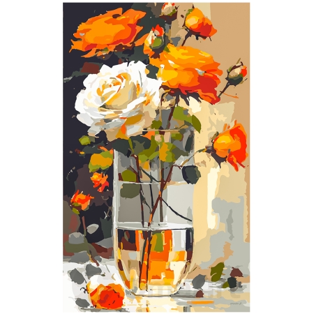 Oranžinės rožės su meile 30x50